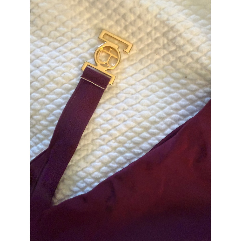 Beach Bunny Burgundy Lace Up Halter Bikini Top Gold Hardware Maroon Size large - Picture 3 of 4